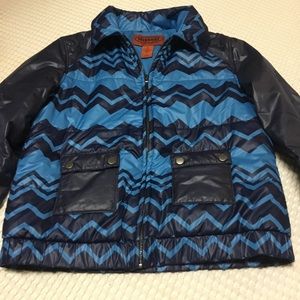 Missoni for Target Retro Style Navy & Turquoise Zigzag Puffer Jacket size SM